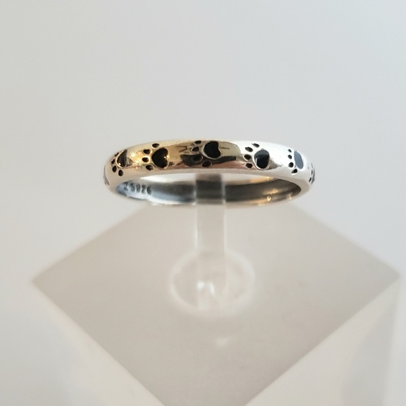 Sterling Silver Paw Print Eternity Band - Picture 3 of 8